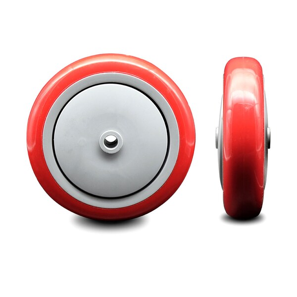 SCC - 5" Red Poly on Polyolefin Wheel Only - 3/8" Bore - 350 lbs Capacity